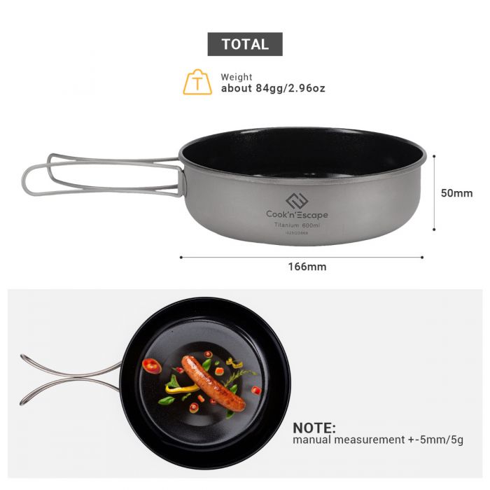 Titanium Frying Pan Camping Plate Ultralight Outdoor Cookware Skillet  Griddle